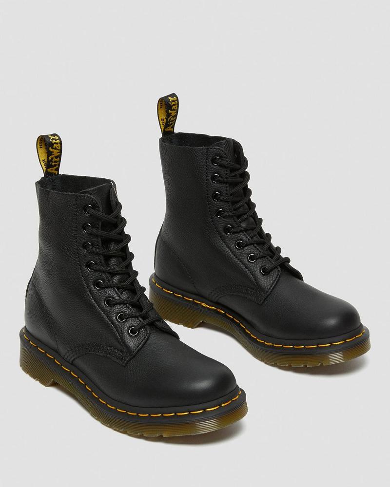 Botines Dr Martens 1460 Pascal Virginia Cuero Mujer Negros | MX 86TCE